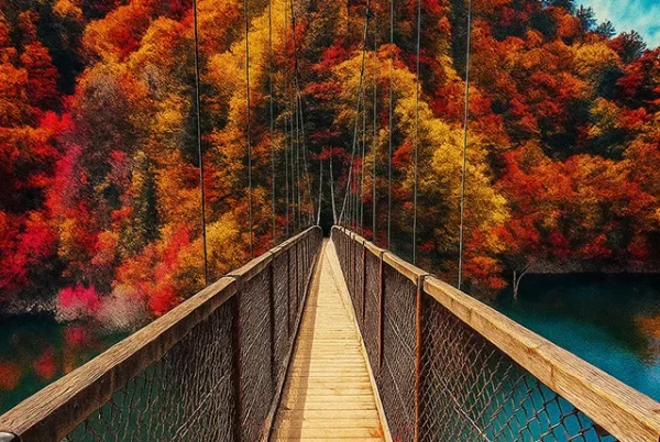 回顧の吊橋：那須塩原の渓谷に漂う心中の女霊と霧の影